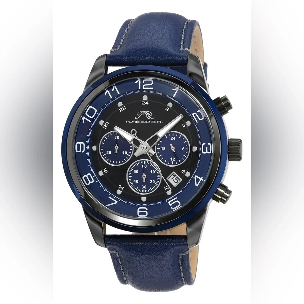 Men’s Arthur Chronograph Leather Strap Watch,  44mm